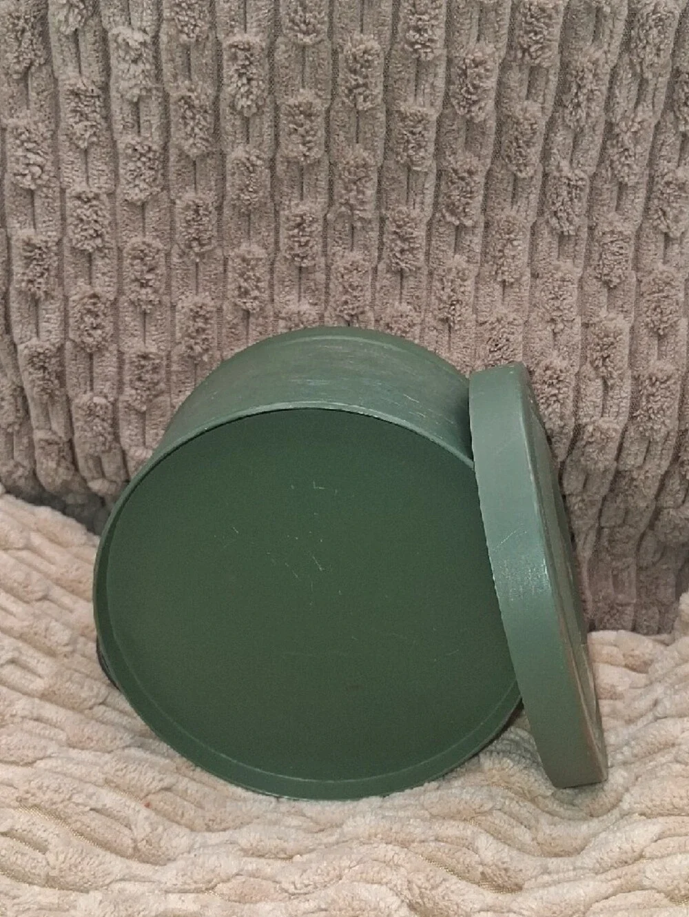 Vintage Decorative Yellow and Green Metal Storage Tins with Handles